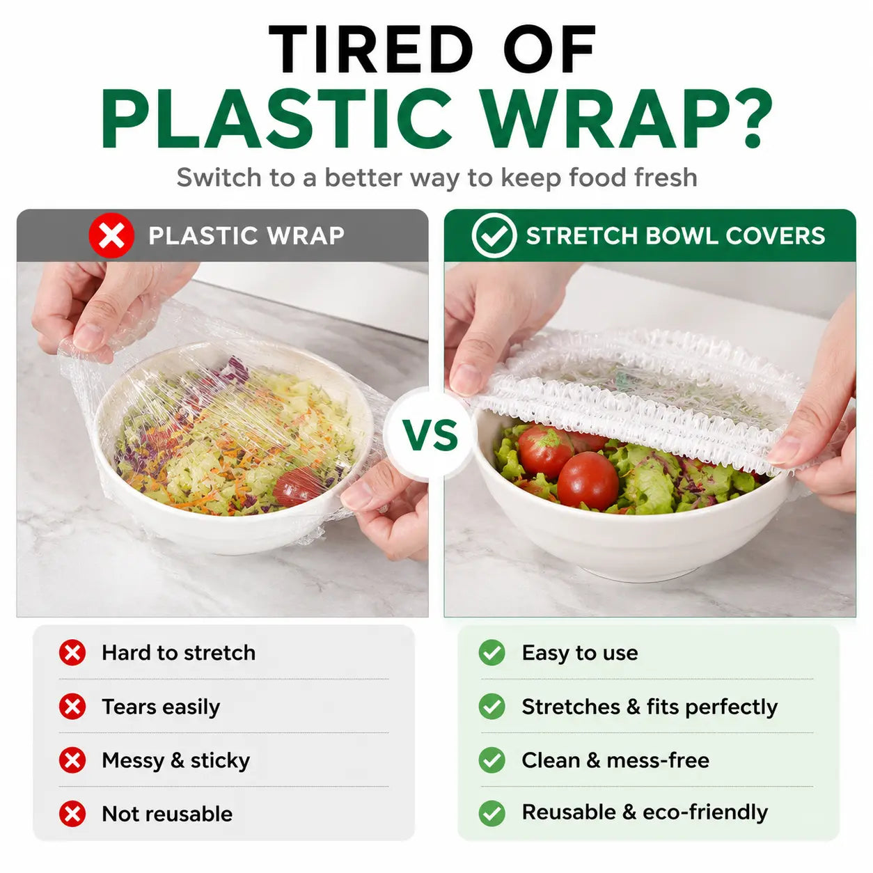100PCS Disposable Stretch Food Covers for Bowls & Platesđź›’