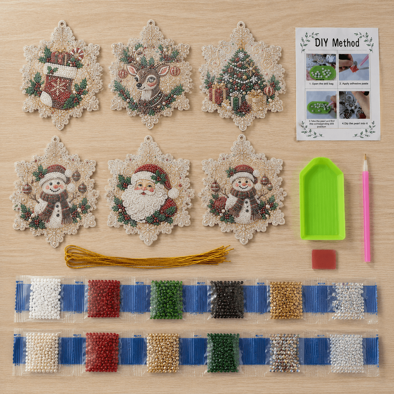 🎄DIY Diamond Painting Christmas Ornaments – 6Pc Set