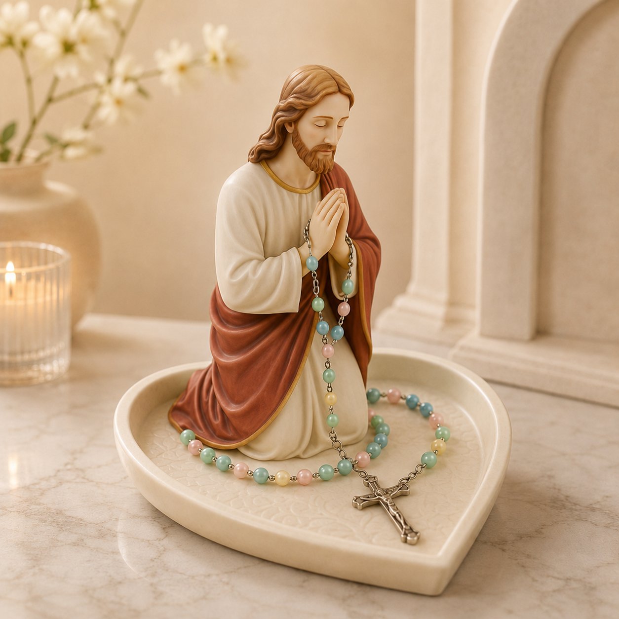 ✝️Last Day 50% OFF - Graceful Faith Virgin Mary Ceramic Rosary Holder Keepsake Tray
