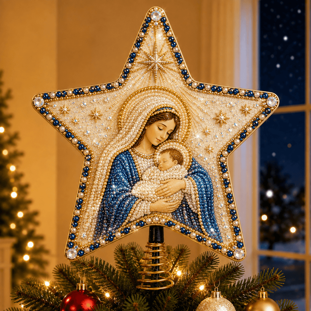 🔥🔥Christian Faith Pearl Diamond Art Christmas Tree Topper Kit ⭐