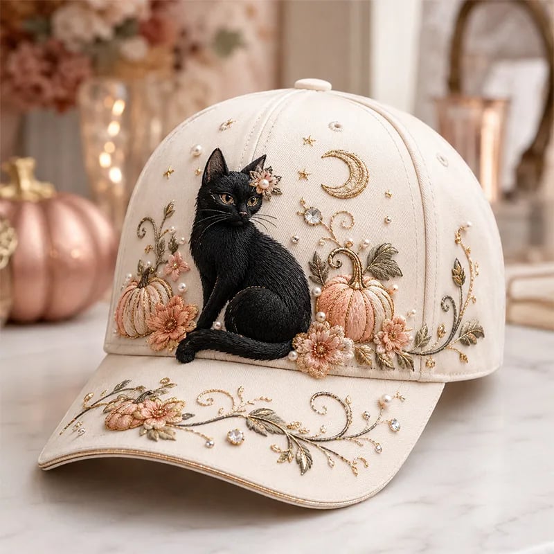 🎃3D Halloween Embroidery Cap I Spooky Cute Adjustable Hat for Fall Outfits, Daily Styling & Halloween Parties