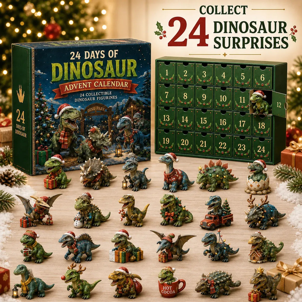 24 Days of Dinosaur Christmas Advent Calendar β 24 Collectible Dino Figurines & Holiday Surprises