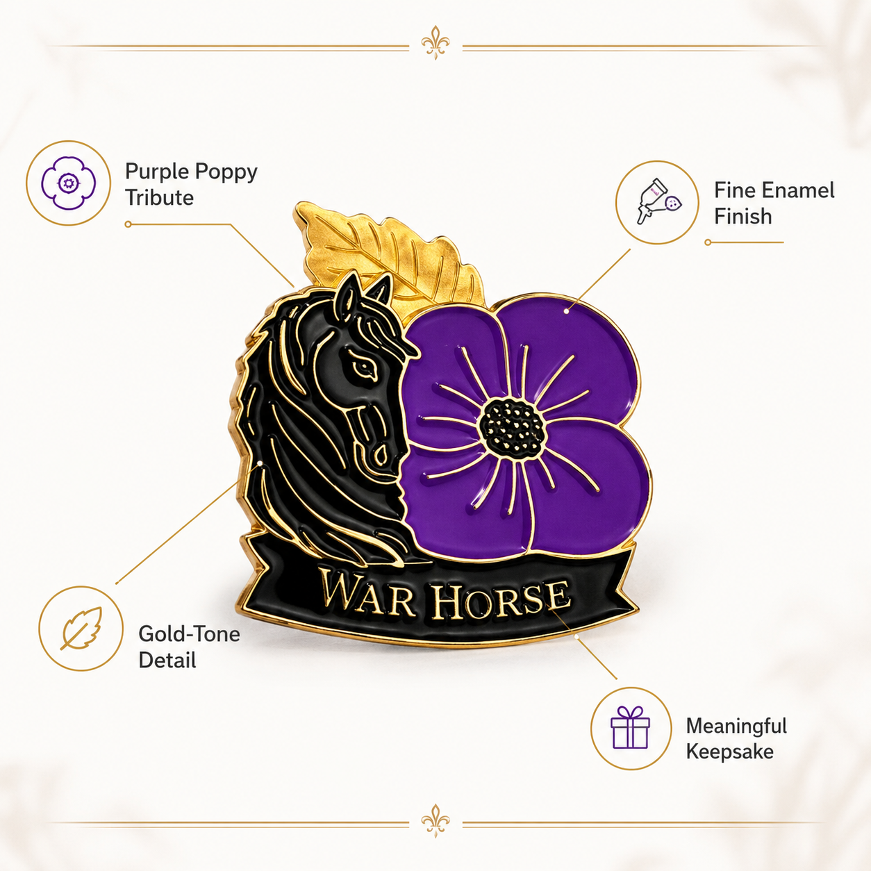Limited Edition War Horse Purple 111th Anniversary Remembrance Brooch