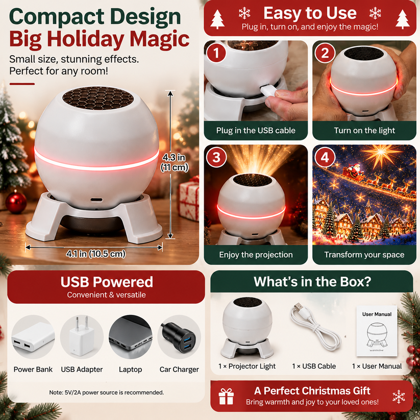 🎉✨Turn Any Room Into a Christmas Wonderland- Holiday Projection Night Light