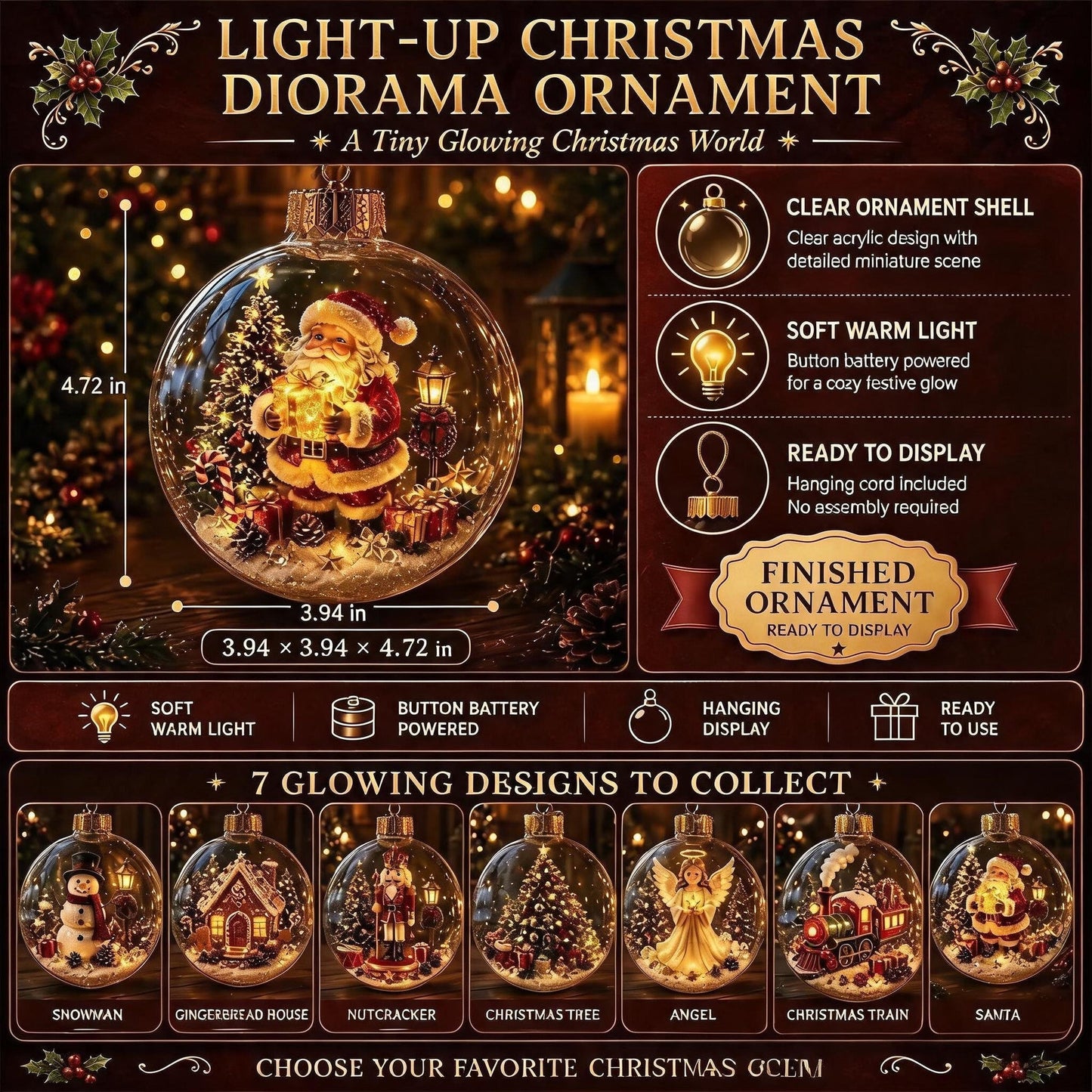 🔥HOT SALE 49% OFF -🎄Glowing Christmas Diorama Ornament🎅