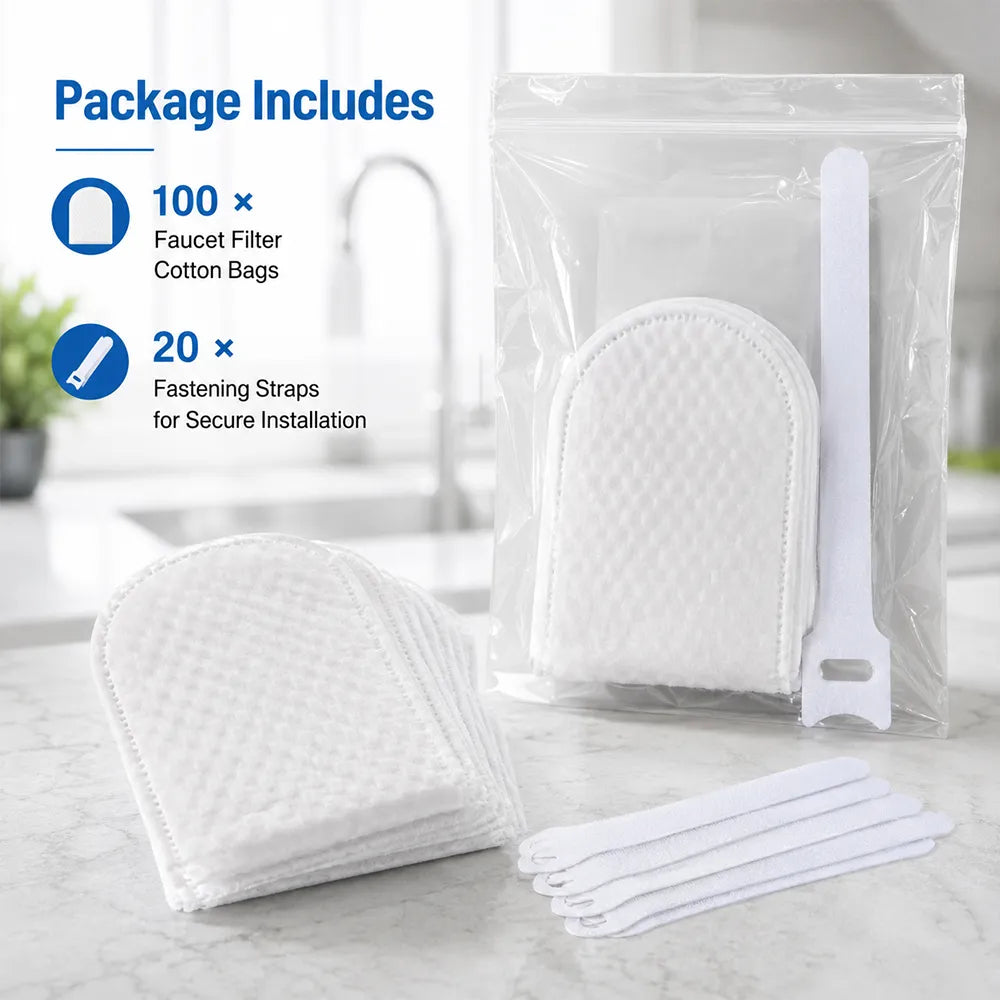 Faucet Filter Cotton Bags- Universal, 100 pcs Splash-Proof Faucet Filter set