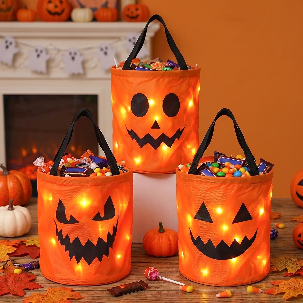 🎃Light Up the Night! 3-Piece LED Halloween Candy Bucket Set👻