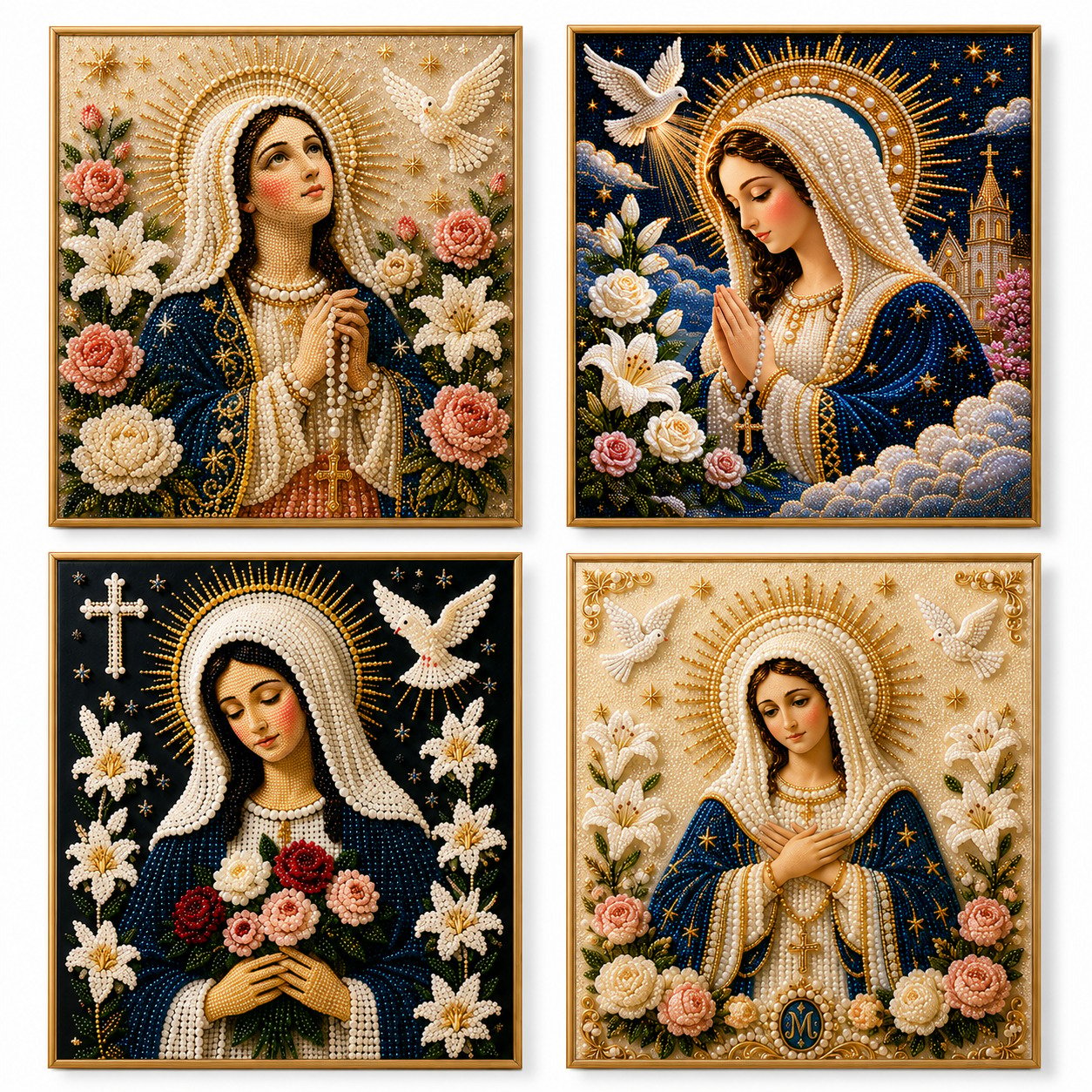 ππ Divine Pearl Bead Virgin Mary Icon β A Peaceful DIY Faith Art Gift β¨