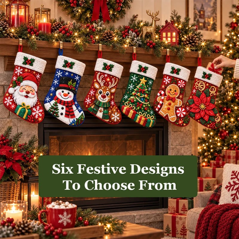 π DIY Diamond Painting Christmas Stocking Kit | 6 Festive Designs | Complete Kit with All Tools & Step-by-Step Guide Included π