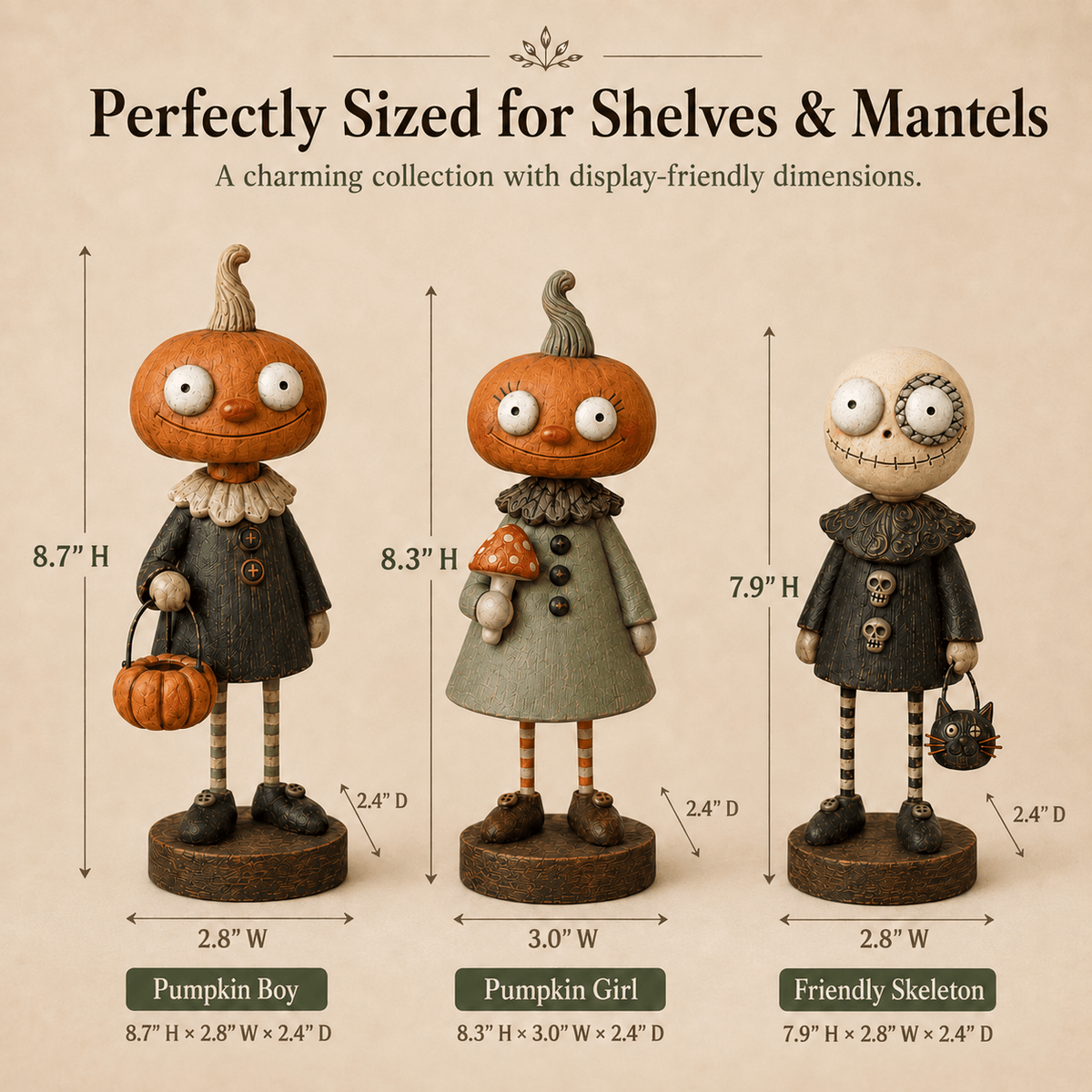 🎃Primitive Pumpkin Friends Vintage Halloween Figurines Collection