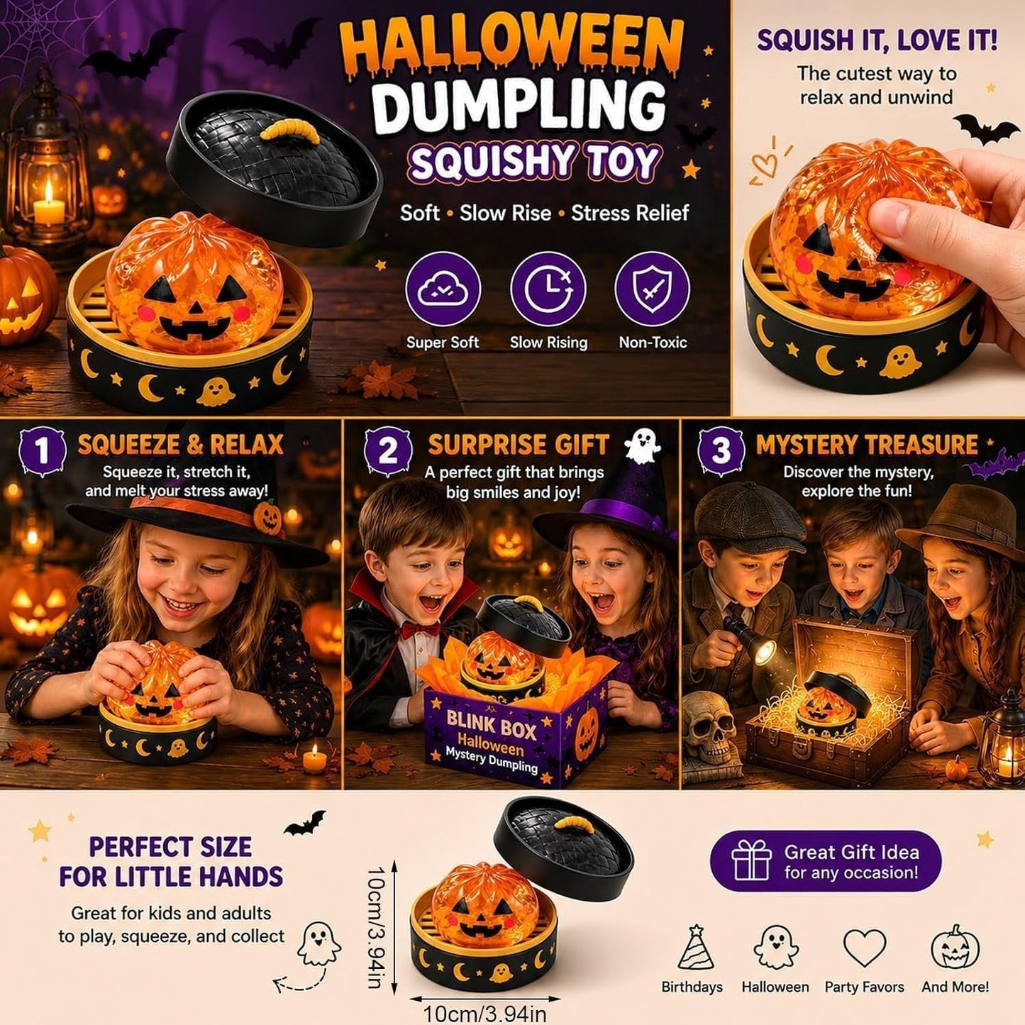 🔥LAST DAY 49% OFF🎃💜Halloween Dumpling Squeeze Squishy Toy