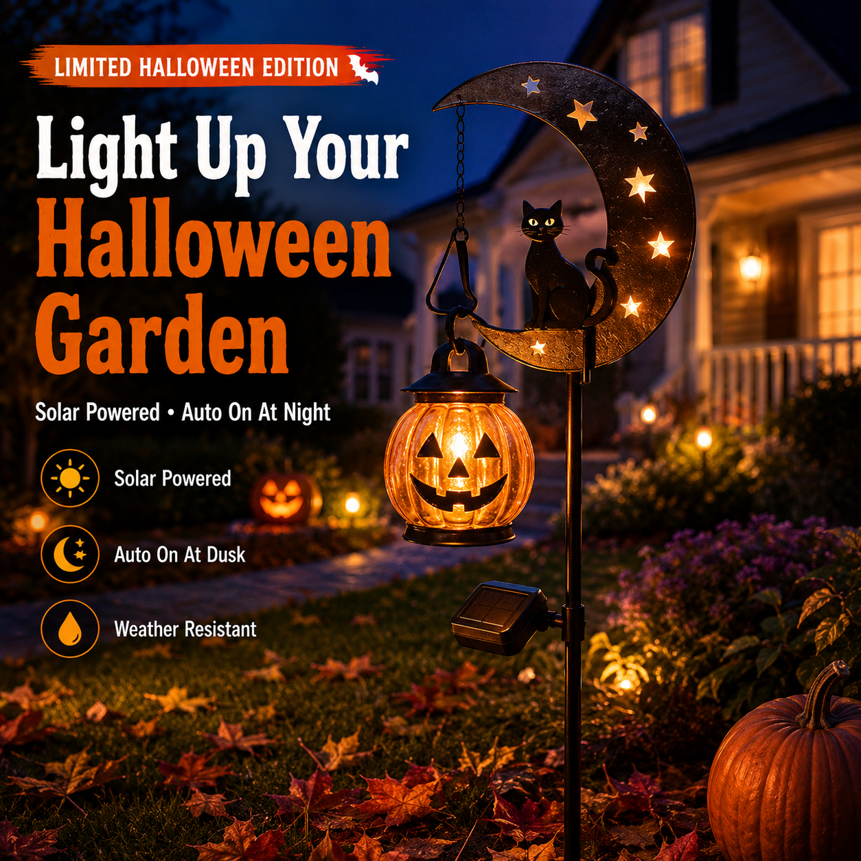 🎃Halloween Early Bird Sale | 49% OFF Pumpkin Moon Garden Stake Light