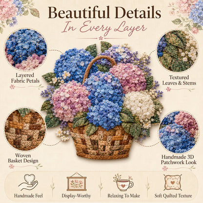 🔥HOTSALE5O%OFF- 🌸Floral Basket Patchwork DIY Kit| 3D Layered Fabric Flower Art Craft for Home Decor & Gifts