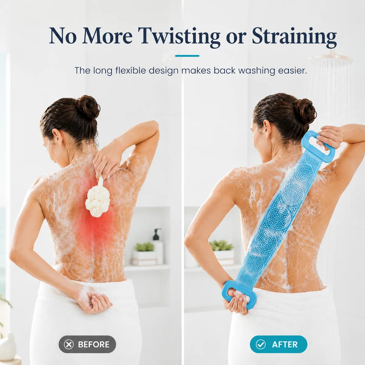 💦Summer Limited-Time 50% OFF 🛁Double-Sided Silicone Back Scrubber- Easily exfoliate dead skin