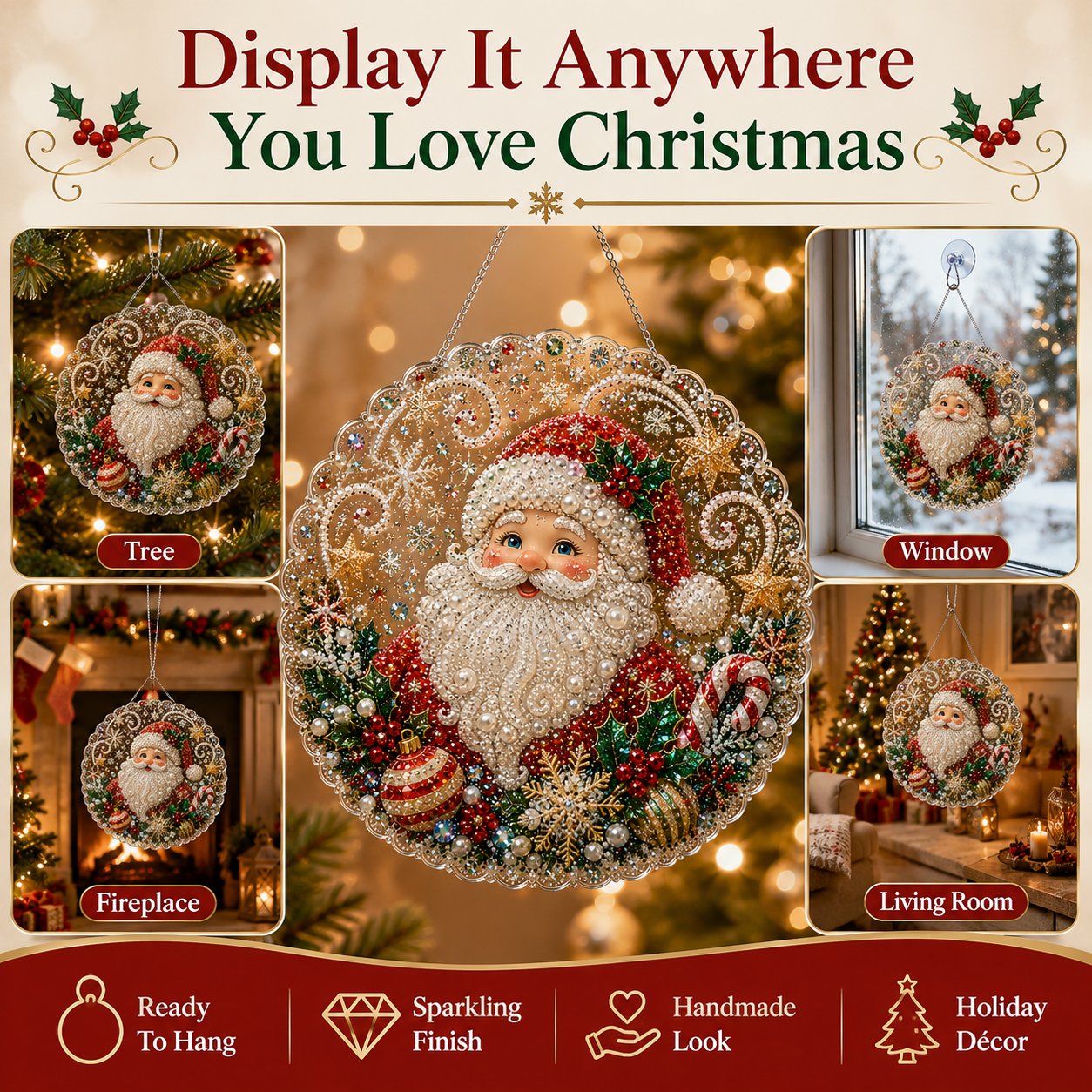🎄LAST DAY 49% OFF —✨Christmas Pearl Diamond Art Hanging Ornament Kit🎅💎
