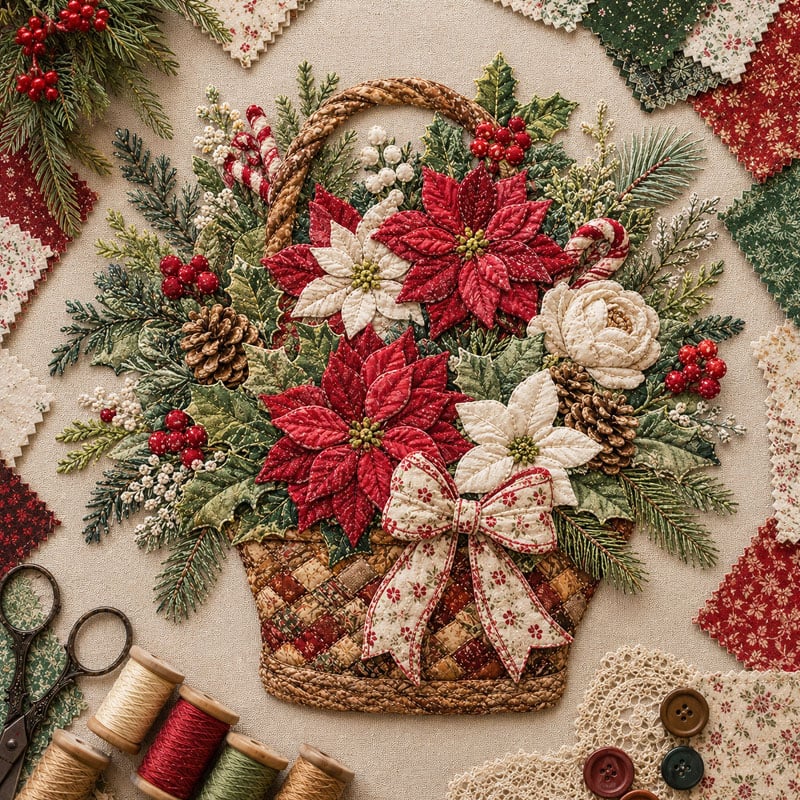 🔥HOTSALE5O%OFF- 🌸Floral Basket Patchwork DIY Kit| 3D Layered Fabric Flower Art Craft for Home Decor & Gifts