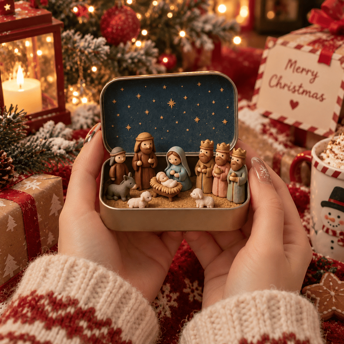 🔥Last Day 49% OFF - ✝️ Religious Pocket-Size Mini Nativity Scene Set with Storage Box