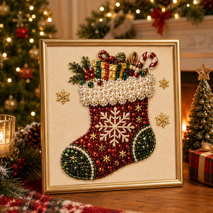 🎅Relaxing & Beginner-Friendly -DIY Christmas Pearl Diamond Painting Art Kit