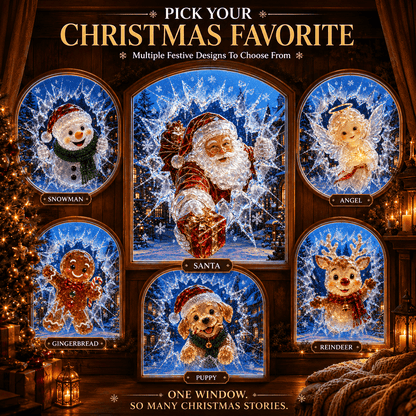 🔥Limited time 49% OFF -✨🎄Crystal Christmas Break-In Window Decal — 3D Shattered-Glass Holiday Window Decoration