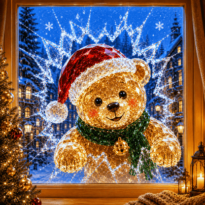 🔥Limited time 49% OFF -✨🎄Crystal Christmas Break-In Window Decal — 3D Shattered-Glass Holiday Window Decoration