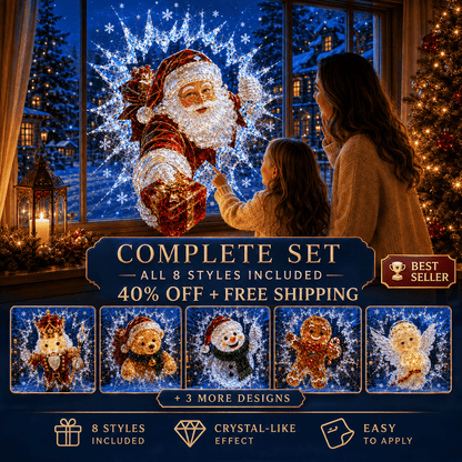 🔥Limited time 49% OFF -✨🎄Crystal Christmas Break-In Window Decal — 3D Shattered-Glass Holiday Window Decoration