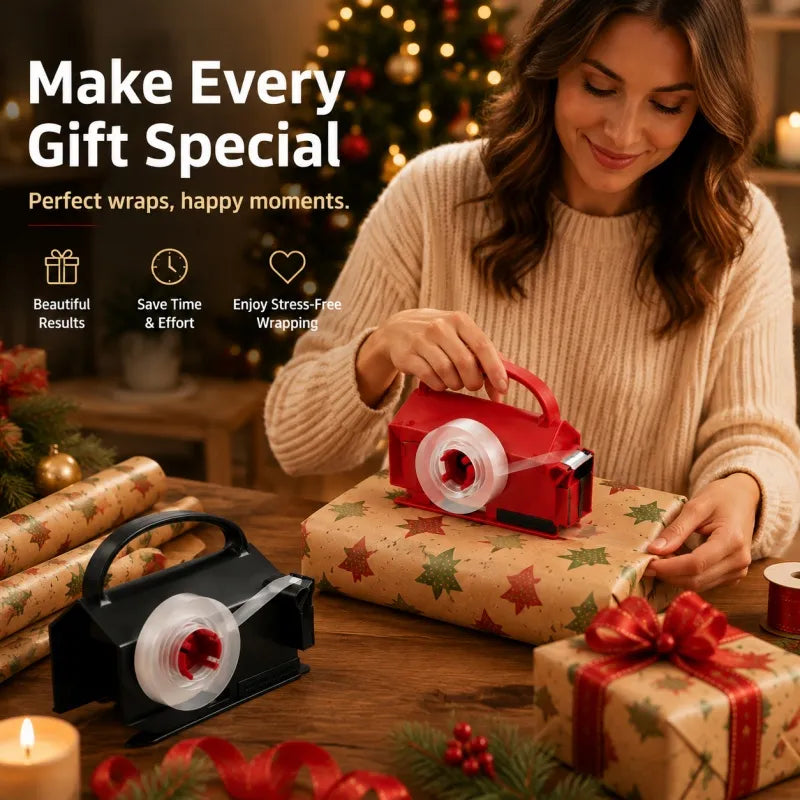 2-in-1 Wrapping Paper Cutter & Tape Dispenser - Faster Gift Wrapping Tool