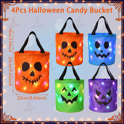 🎃Light Up the Night! 3-Piece LED Halloween Candy Bucket Set👻
