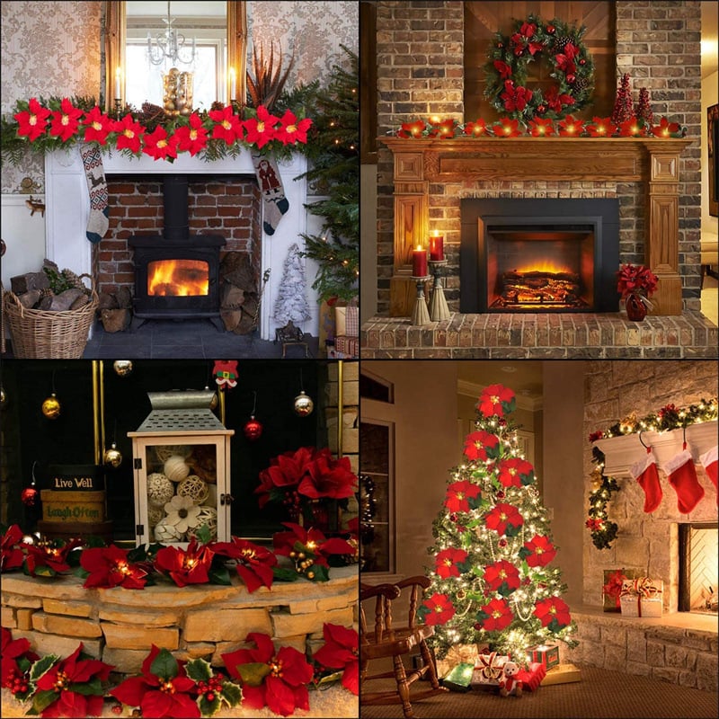 🎄✨Christmas Poinsettia LED Garland String Lights
