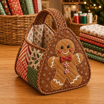 ⏳ 49% OFF – 🎄 Christmas Character Quilted Carry Basket | Padded Patchwork Fabrics, Layered Appliqué & Soft Carry Handle in DIY Kit or Ready-Made Styles 🎁✨