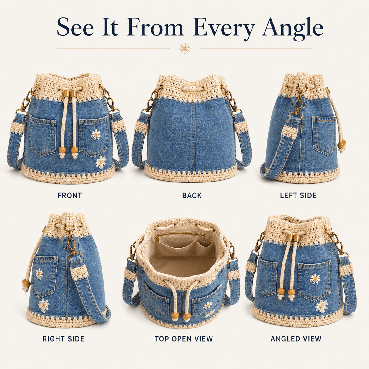 🔥Last Day 49% OFF - Denim Crochet Bucket Bag