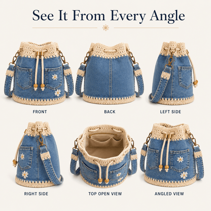 🔥Last Day 49% OFF - Denim Crochet Bucket Bag