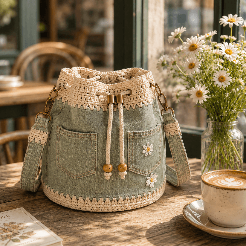 🔥Last Day 49% OFF - Denim Crochet Bucket Bag