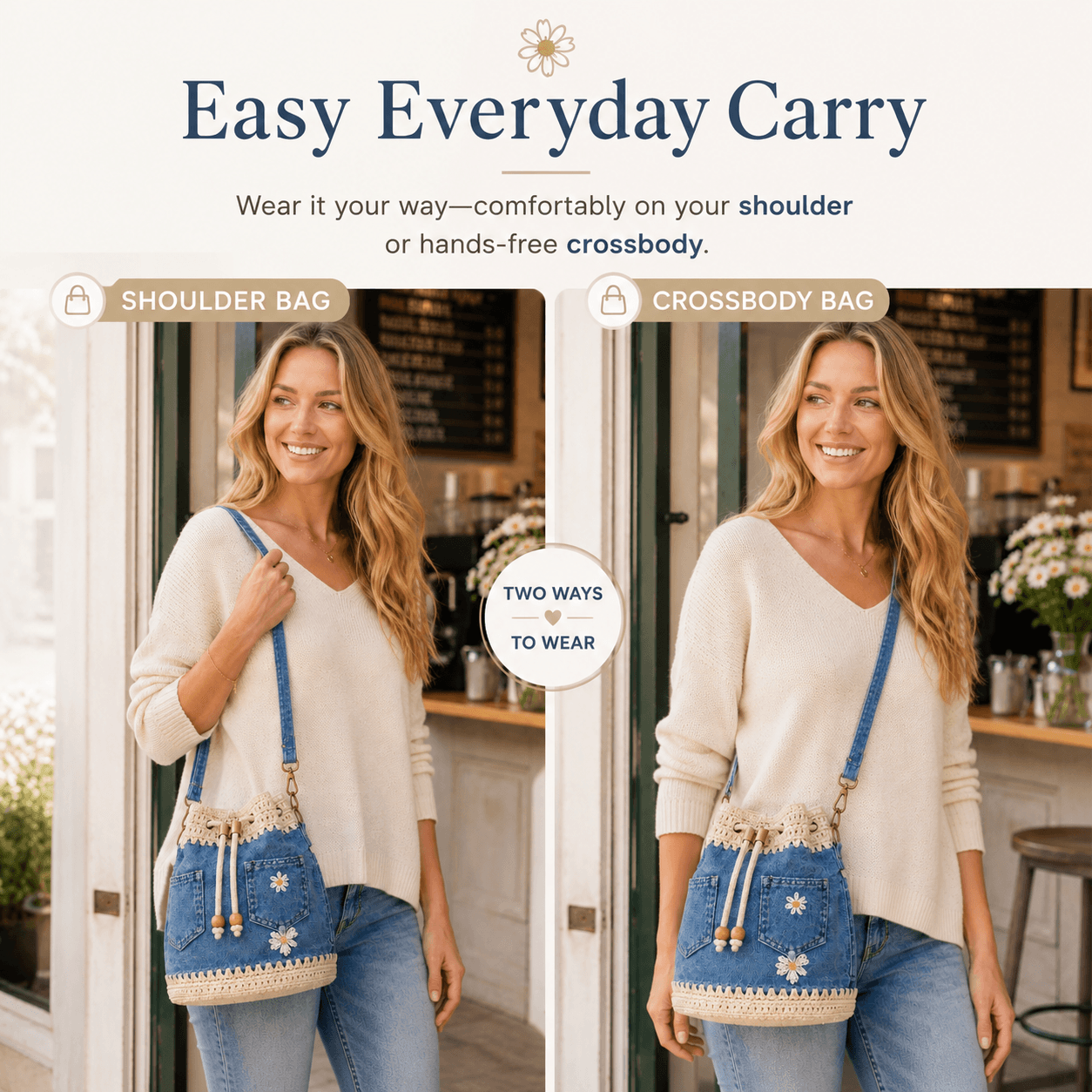 🔥Last Day 49% OFF - Denim Crochet Bucket Bag
