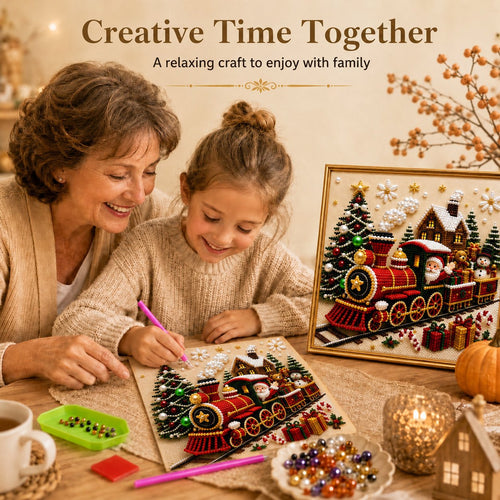 🎄🎅Premium 3D Pearl Christmas Wall Art Kit I Luxury Flocked Canvas with Scratch -Resistant Non-Fading Pearl Beads DIY Holiday Decor⛄❄️