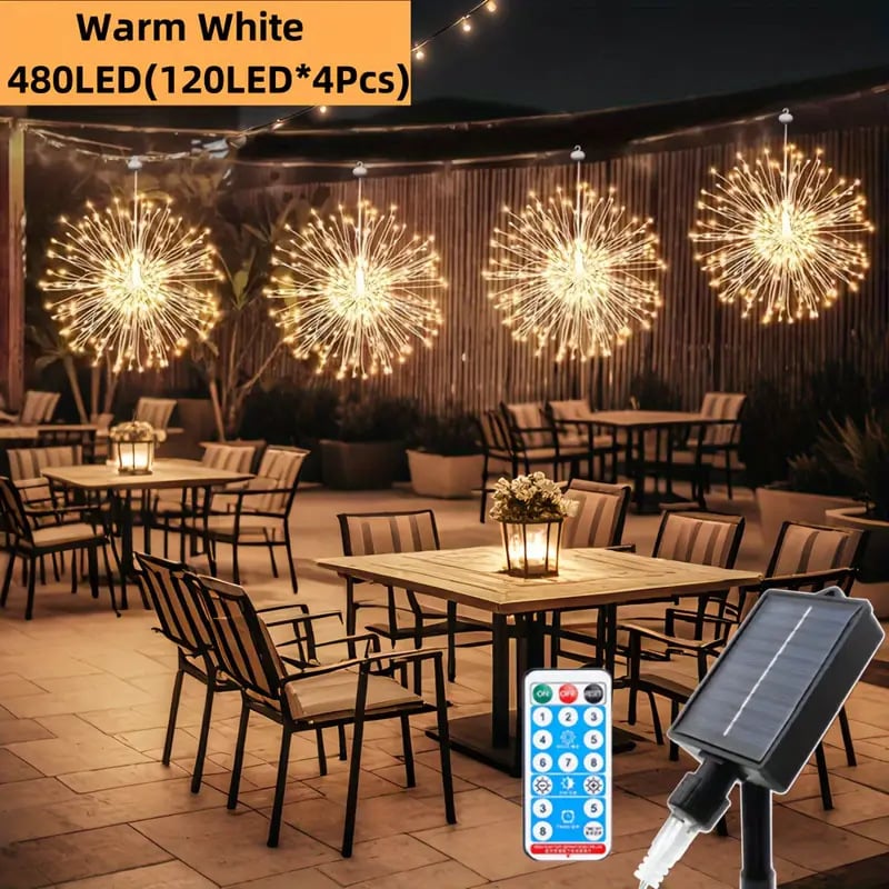 4-Pack Solar Fireworks Lights - 480 LEDS