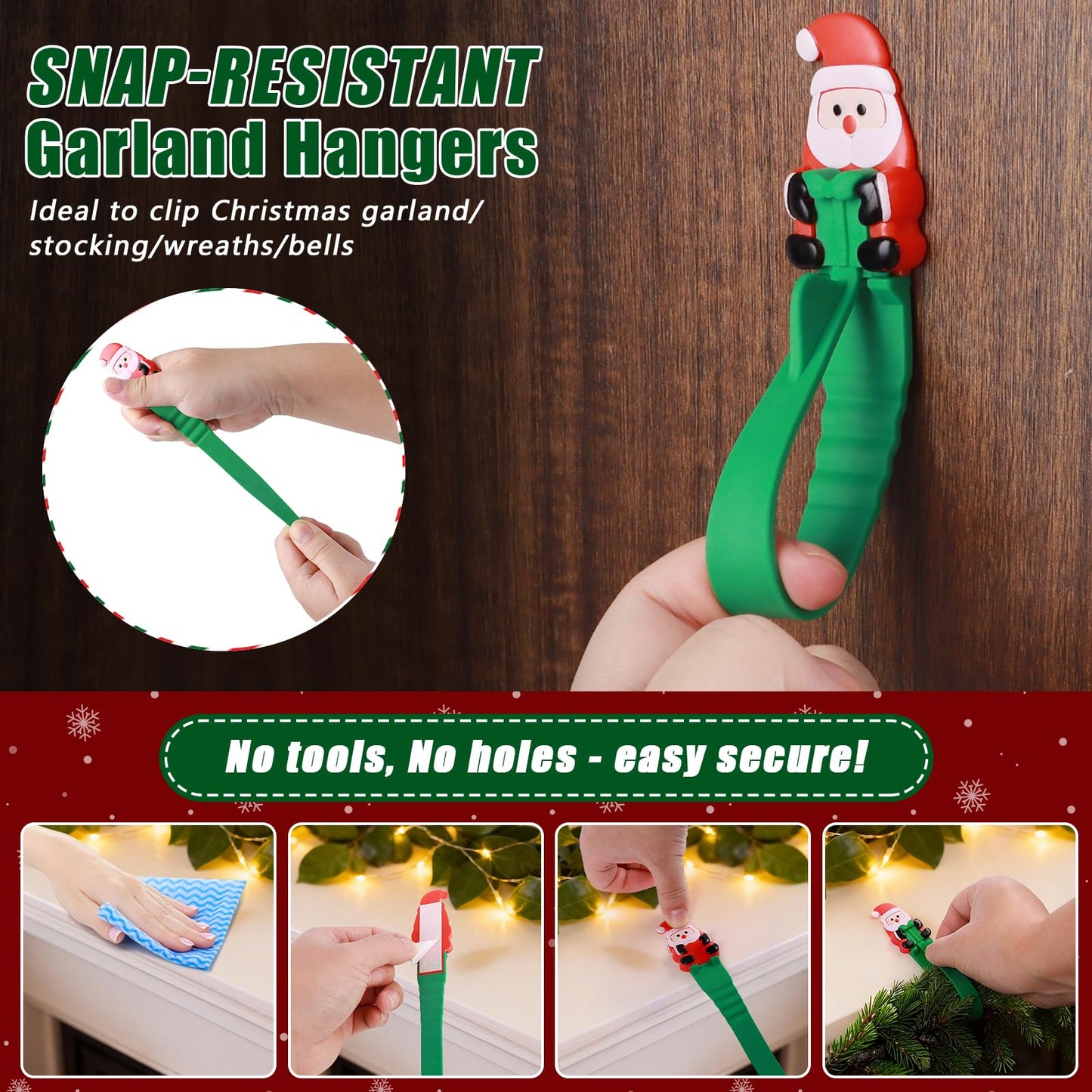 🎄🎅Santa Claus Adhesive Hooks (12- Pack) - no drills, no nails, just peel, stick, and hang