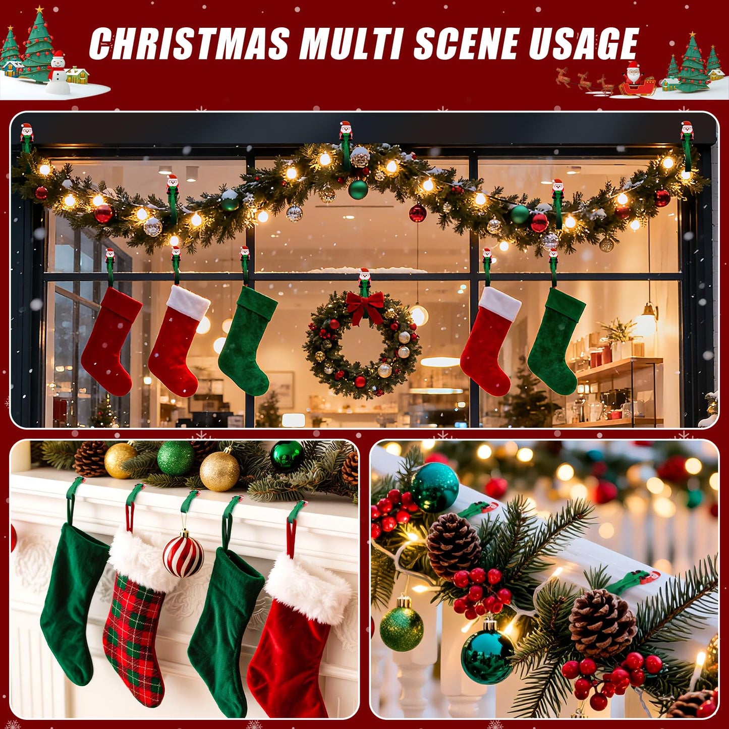 🎄🎅Santa Claus Adhesive Hooks (12- Pack) - no drills, no nails, just peel, stick, and hang