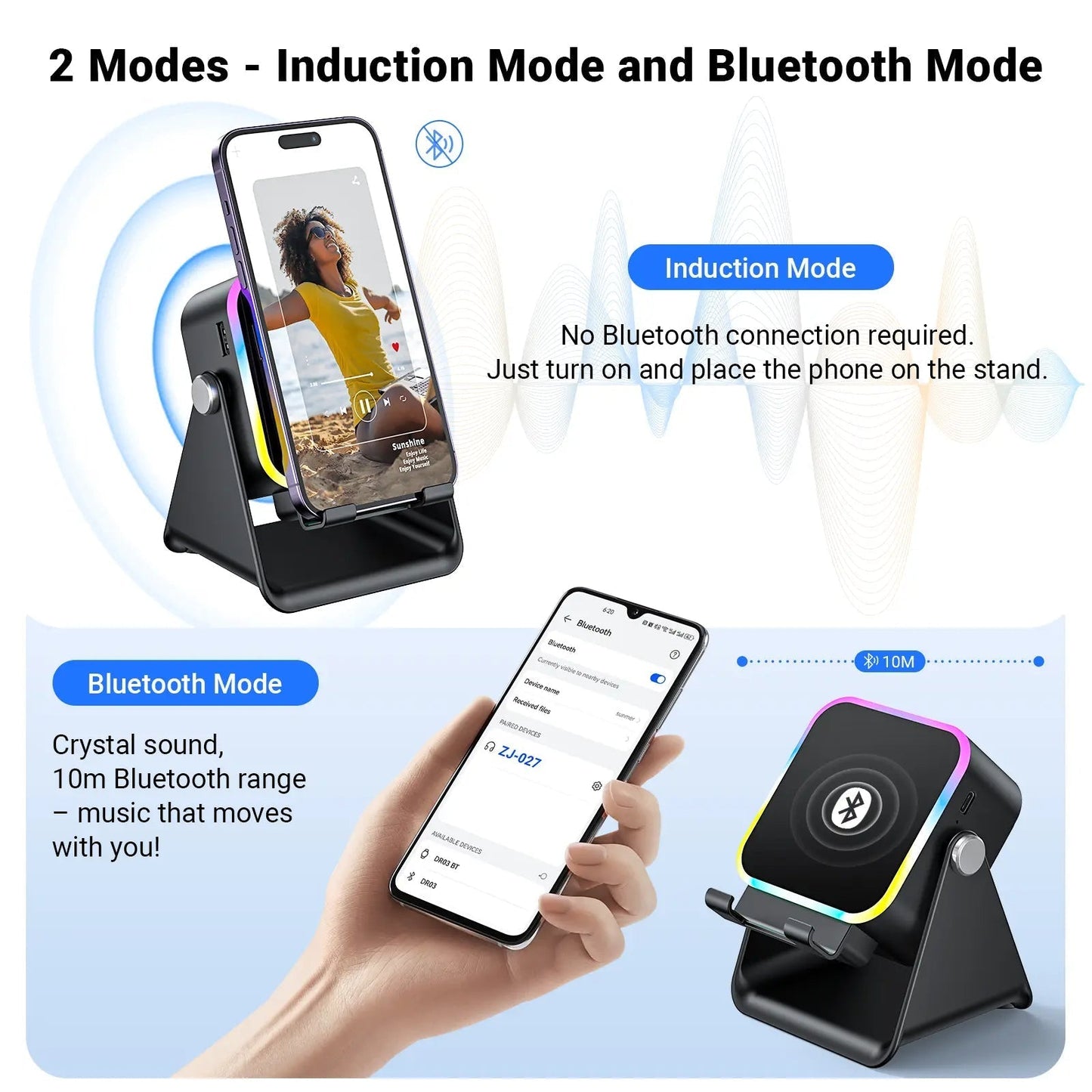 🔥50%OFF🔥 5-in-1 Wireless Speaker - Stereo Sound, RGB Light & Phone Stand