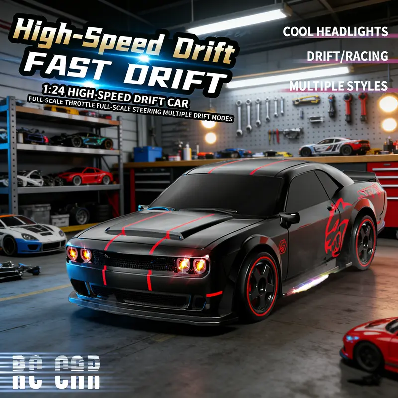 🏎️49% OFF 4WD RC Drift Car For Kids- 2.4GHz Remote Control Racing Car With LED Lights