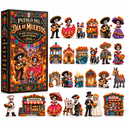 Pueblo del Día de Muertos 2026- 24-Day Day of the Dead Collectible Countdown Calendar with 24 Unique Miniatures