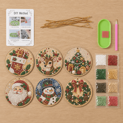 🎄DIY Diamond Painting Christmas Ornaments – 6Pc Set