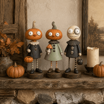 🎃Primitive Pumpkin Friends Vintage Halloween Figurines Collection