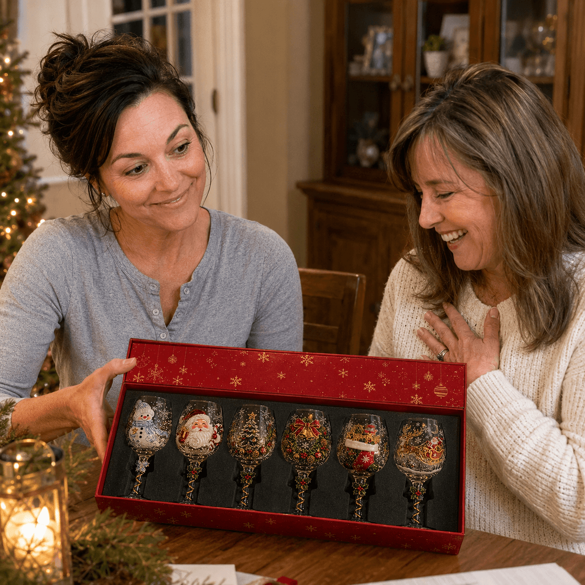 🔥🎁Christmas 3D Wine Glass Collection Gift Box Set✨