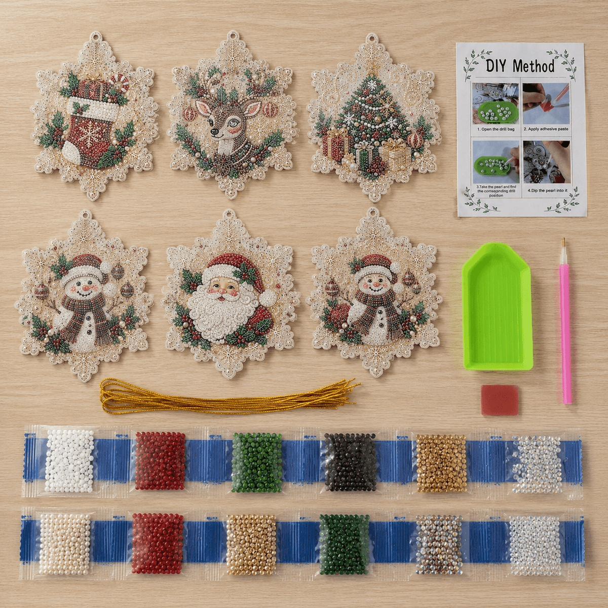 🎄DIY Diamond Painting Christmas Ornaments – 6Pc Set