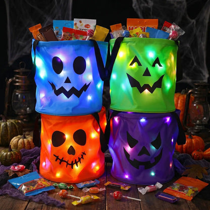 🎃Light Up the Night! 3-Piece LED Halloween Candy Bucket Set👻