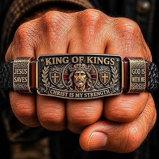 👑King of Kings 👑Faith Bracelet – Adjustable Christian Wristband Gift