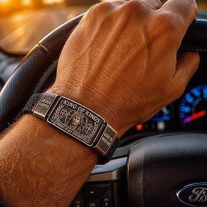 ✝️ King of Kings Faith Bracelet – Adjustable Christian Wristband Gift