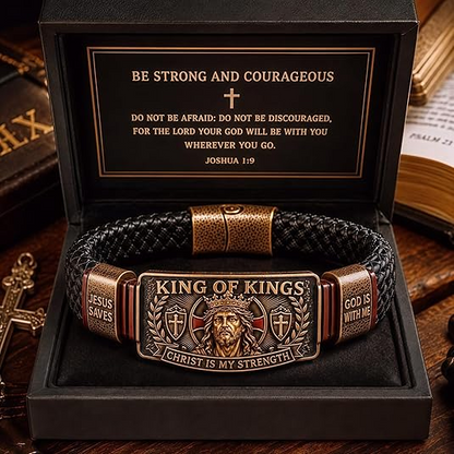 ✝️ King of Kings Faith Bracelet – Adjustable Christian Wristband Gift