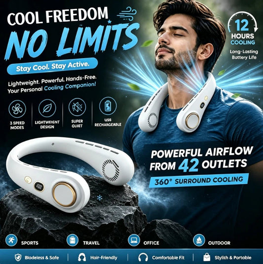 New Portable Neck Fan‚Hands-free & Bladeless & quiet design
