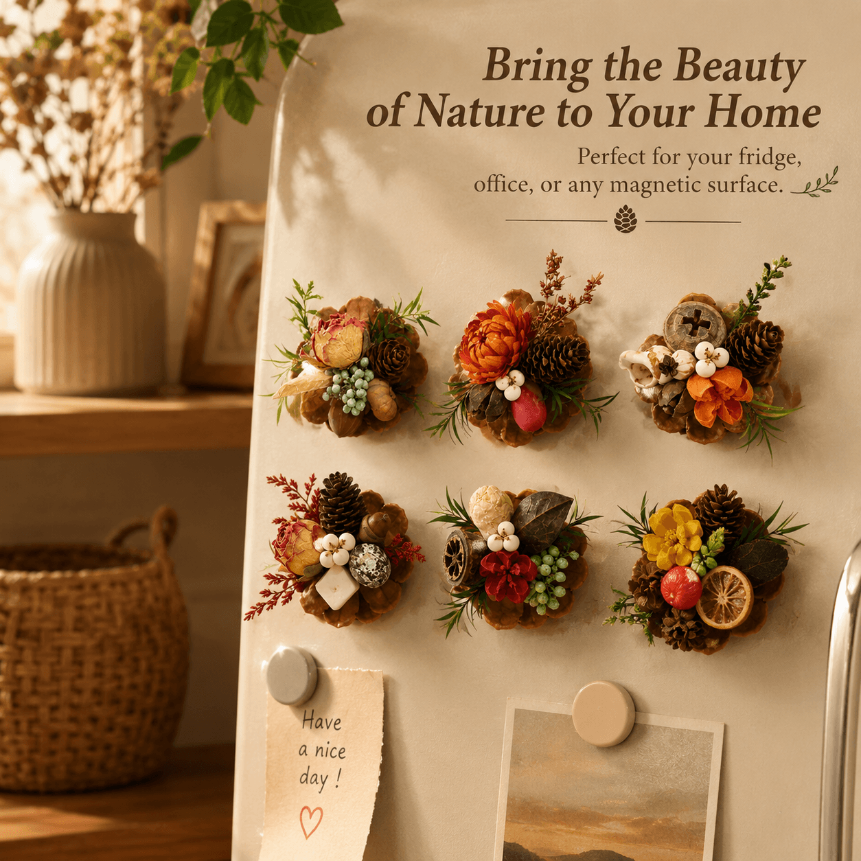 🔥Last Day 49% OFF-Magnetic Fridge Magnets Made of Natural Plant Pinecones